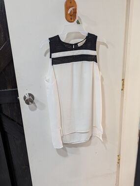 Michael Kors Cream Sleeveless Camisole with Black Crochet Yoke